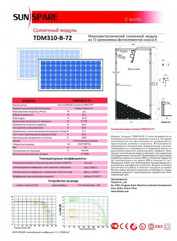 Описание и характеристики TDM310 Вт