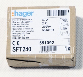 Групповой переключатель с нулевым положением 2х40A Hager SFT240 